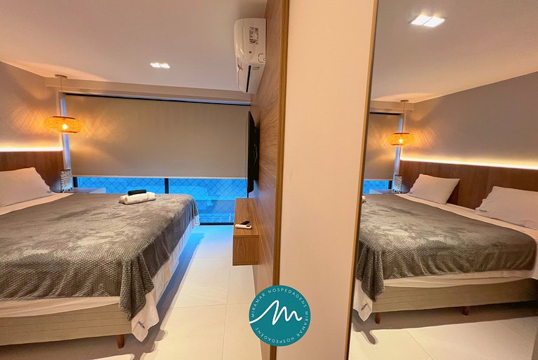 Ap p/ 7 Pessoas com Varanda a Poucos Passos do Mar