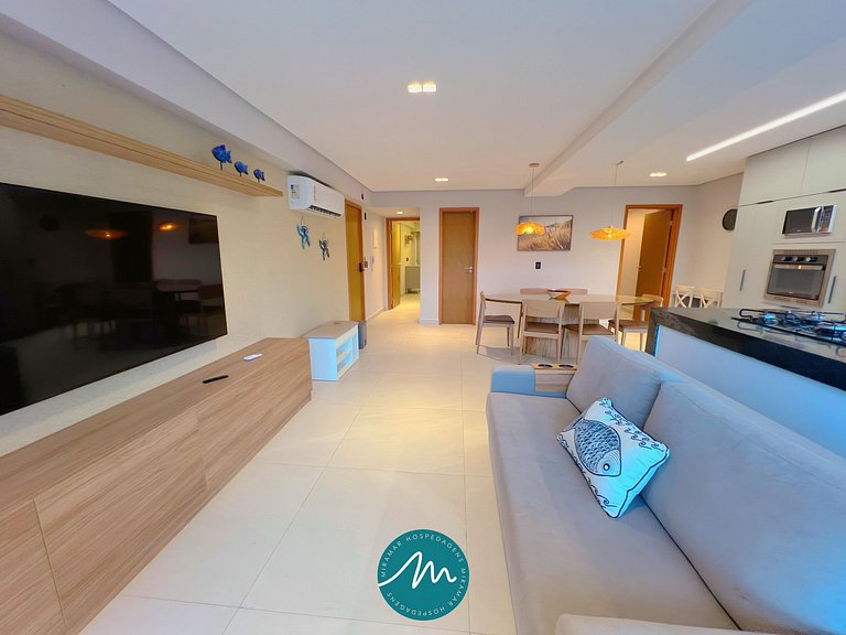 Ap p/ 7 Pessoas com Varanda a Poucos Passos do Mar