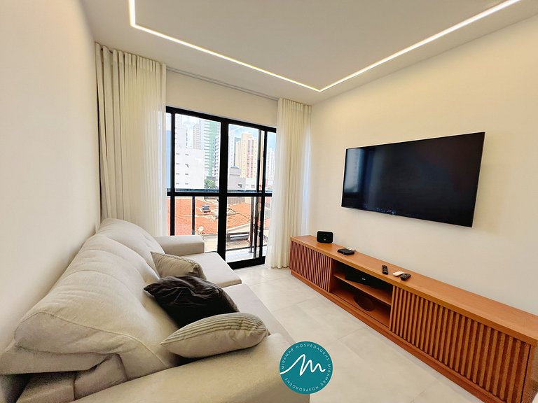 Apto com 2 quartos, Wi-Fi e ar-condicionado