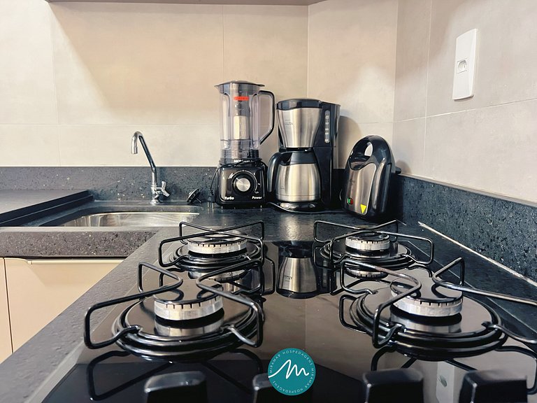 Apto com 2 quartos, Wi-Fi e ar-condicionado