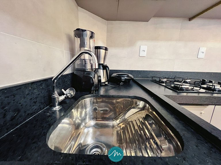 Apto com 2 quartos, Wi-Fi e ar-condicionado