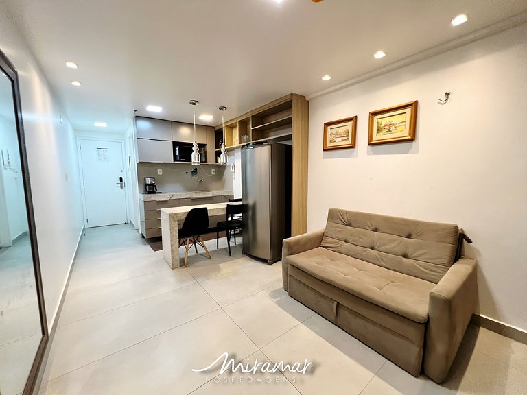 Conforto e incrível localização, Flat para 3 (MH)