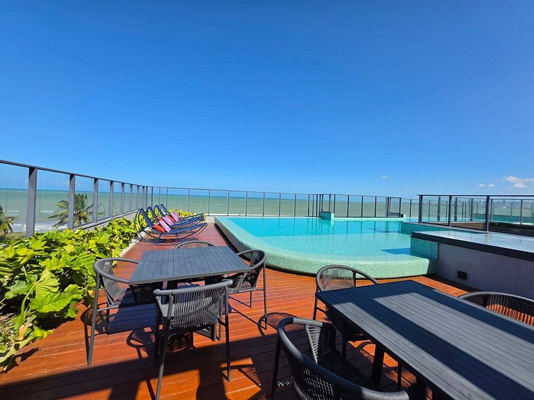 Flat novo em prédio à beira-mar de Intermares – MH