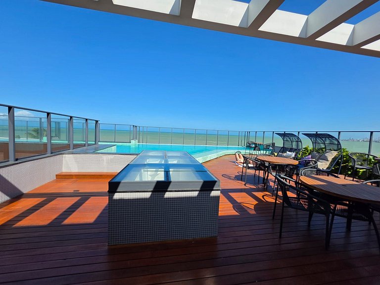 Flat novo em prédio à beira-mar de Intermares – MH