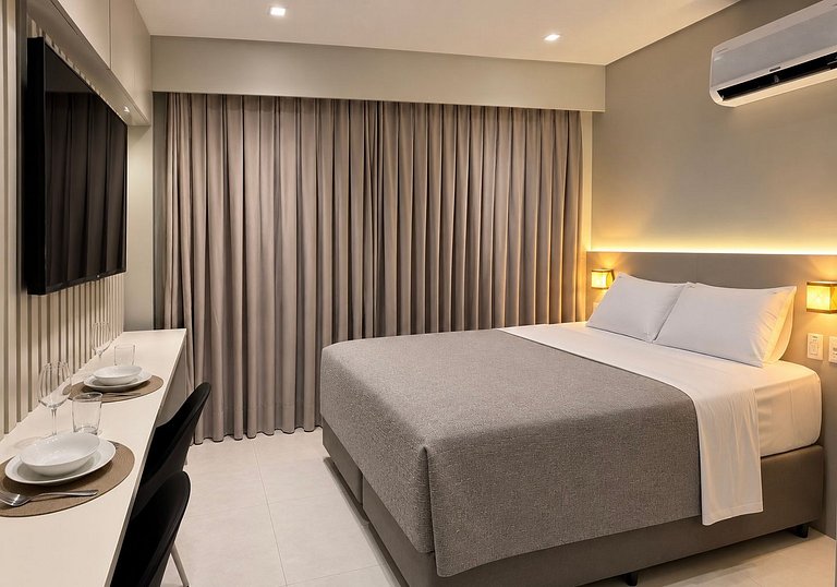 Flat Novo p/ 4 pessoas no Jardim Oceania - MH