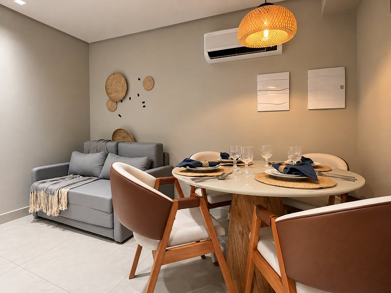 Flat Novo p/ 4 pessoas no Jardim Oceania - MH